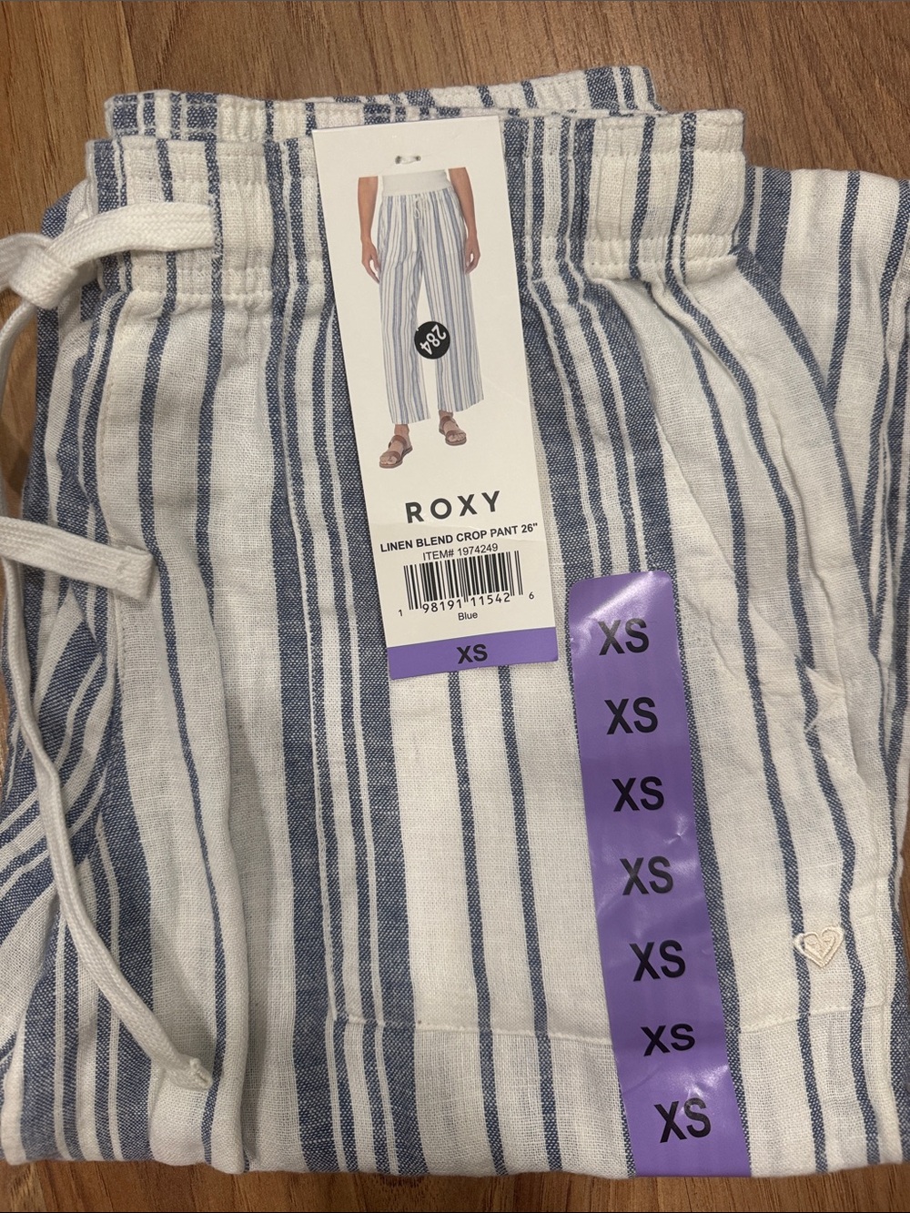 Roxy Women’s blend linen Bottoms - Striped Crop Pants